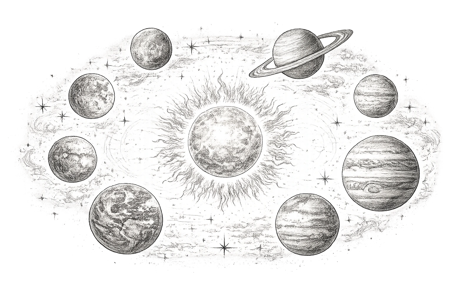 Astrological planets overview illustration